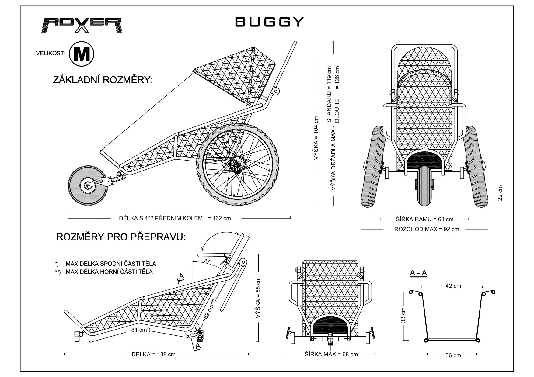 Technický nákres — Buggy M Buggy M