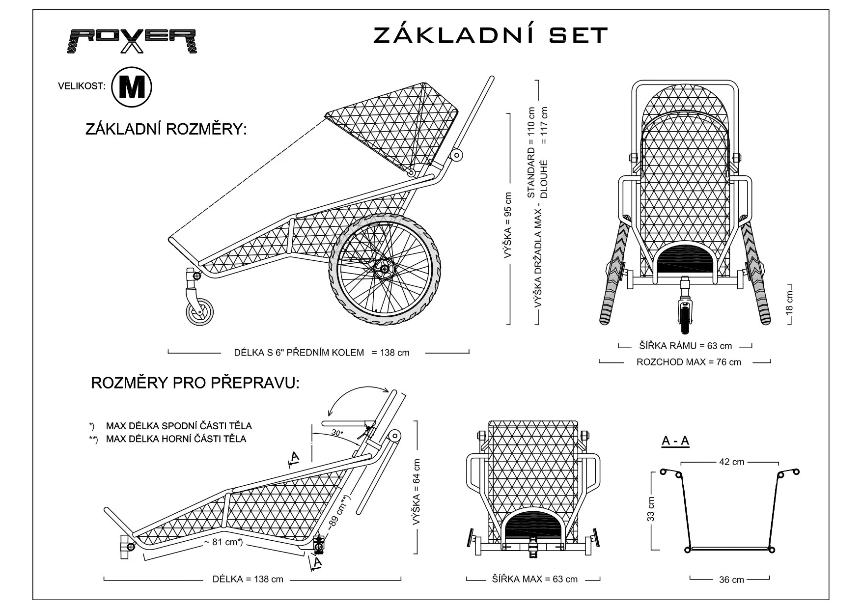 Technický nákres — Standard M Standard M